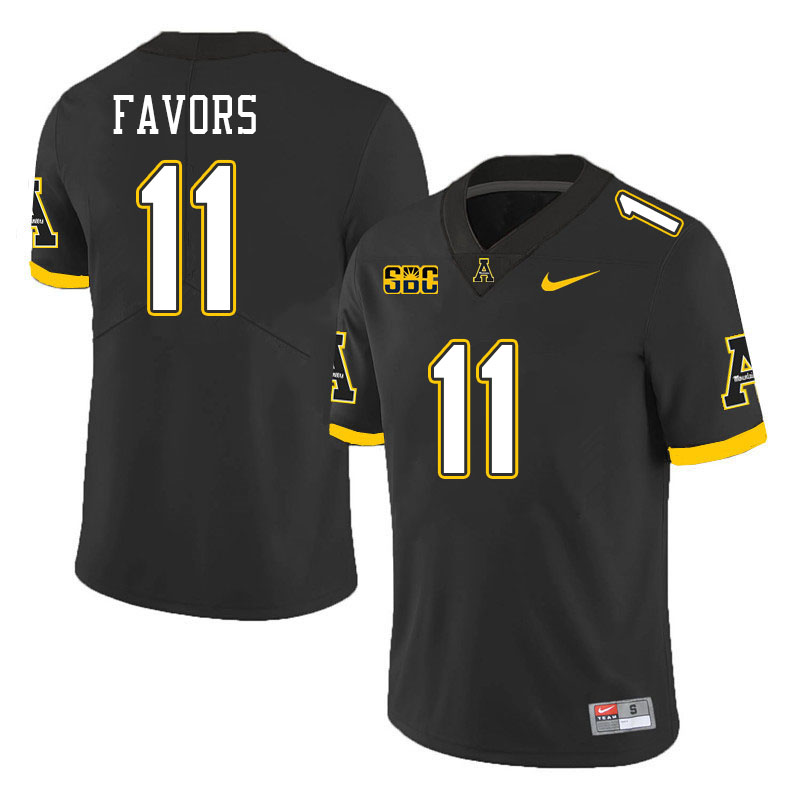 Men #11 Jordan Favors Appalachian State Mountaineers College Football Jerseys Stitched Sale-Black